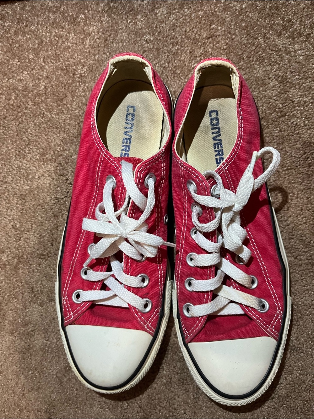Converse Chuck Taylor Canvas Low Top Sneakers in Red with White Accents